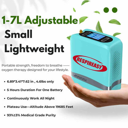 DEDAKJ Lightweight Portable Oxygen Concentrator 7 Liters Continuous Flow Travel Oxygen Machine with Rechargeable Battery RE-Y7