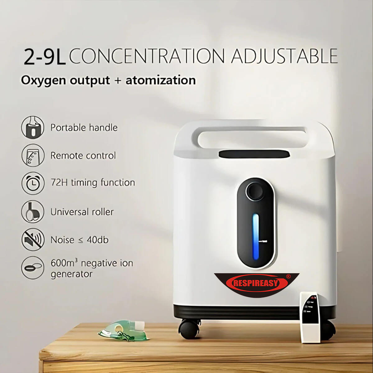 Buy DEDAKJ 2-9 Liters Per Minute Home Continuous Flow Oxygen Concentrator Low Price Portable Air Oxygen Machine for Making Purity O2 RE-P2L