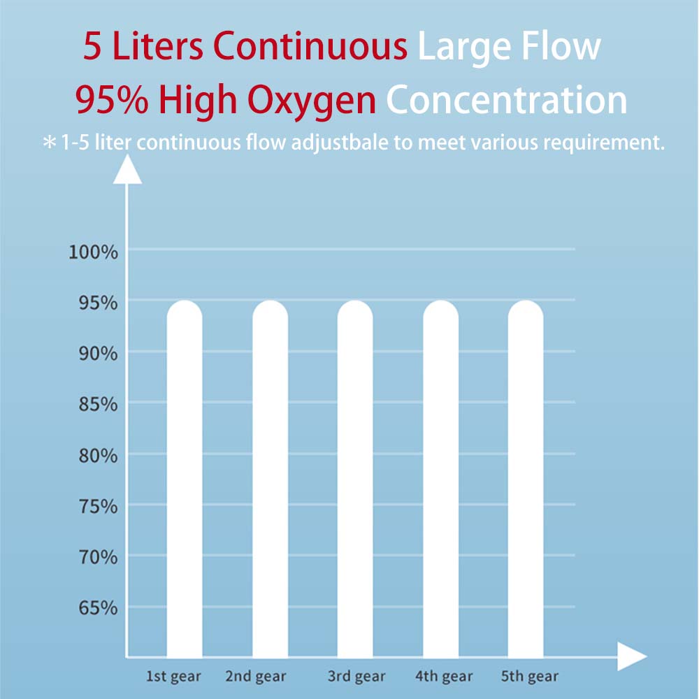 DEDAKJ Lightweight Portable Oxygen Concentrator 5 Liters Continuous Flow Travel Oxygen Machine with Rechargeable Battery RE-Y5